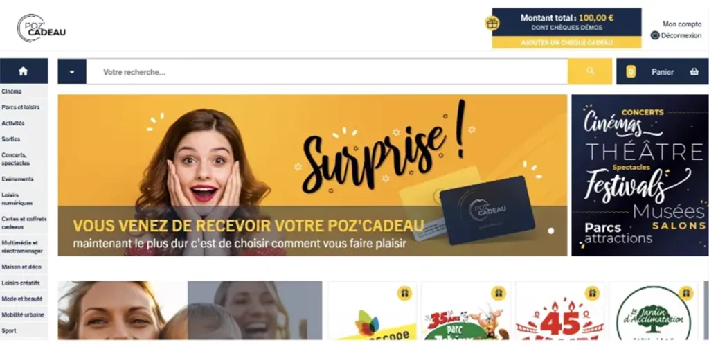 Pozeo espaces beneficiaire tous les cheques cadeaux pozcadeau